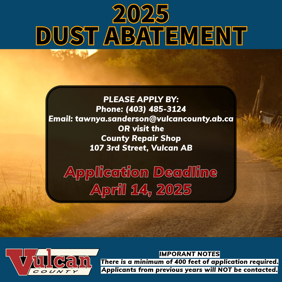 2025 Dust Abatement Applications
